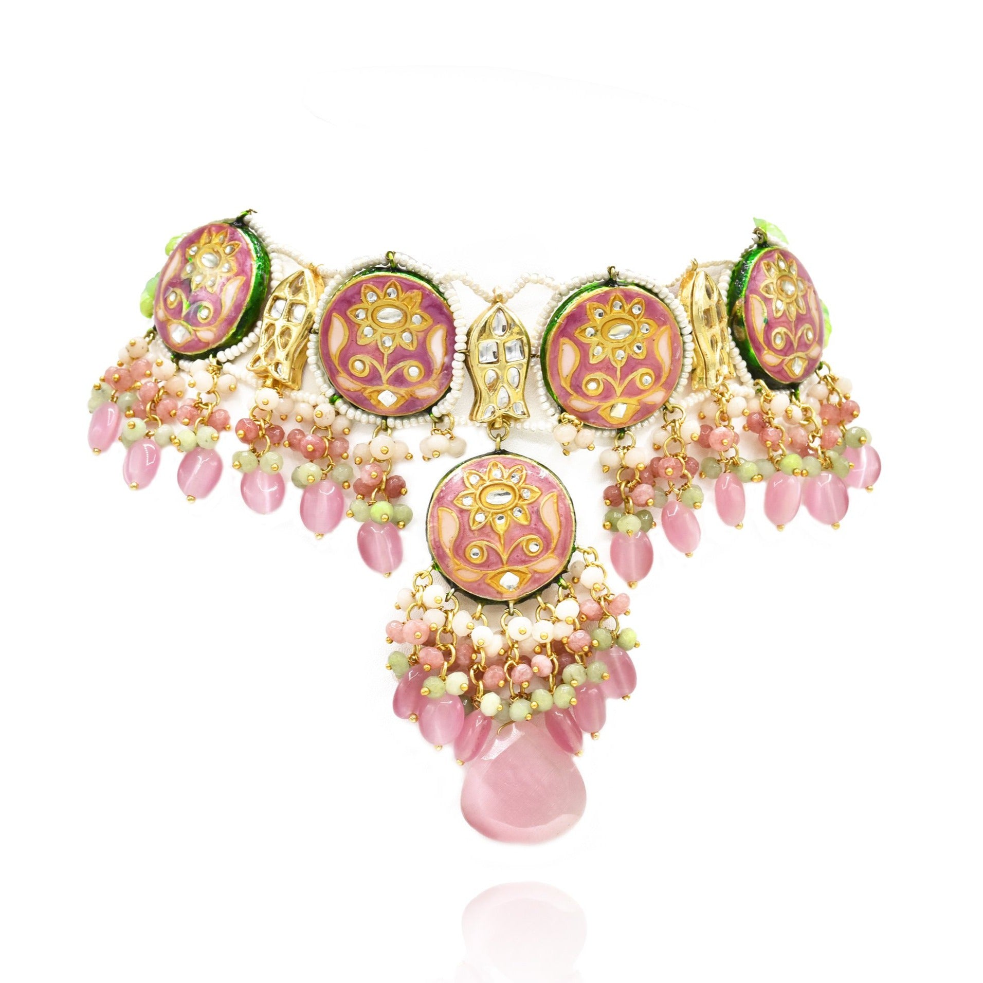 Veeksha Pink Necklace Set - The Pashm