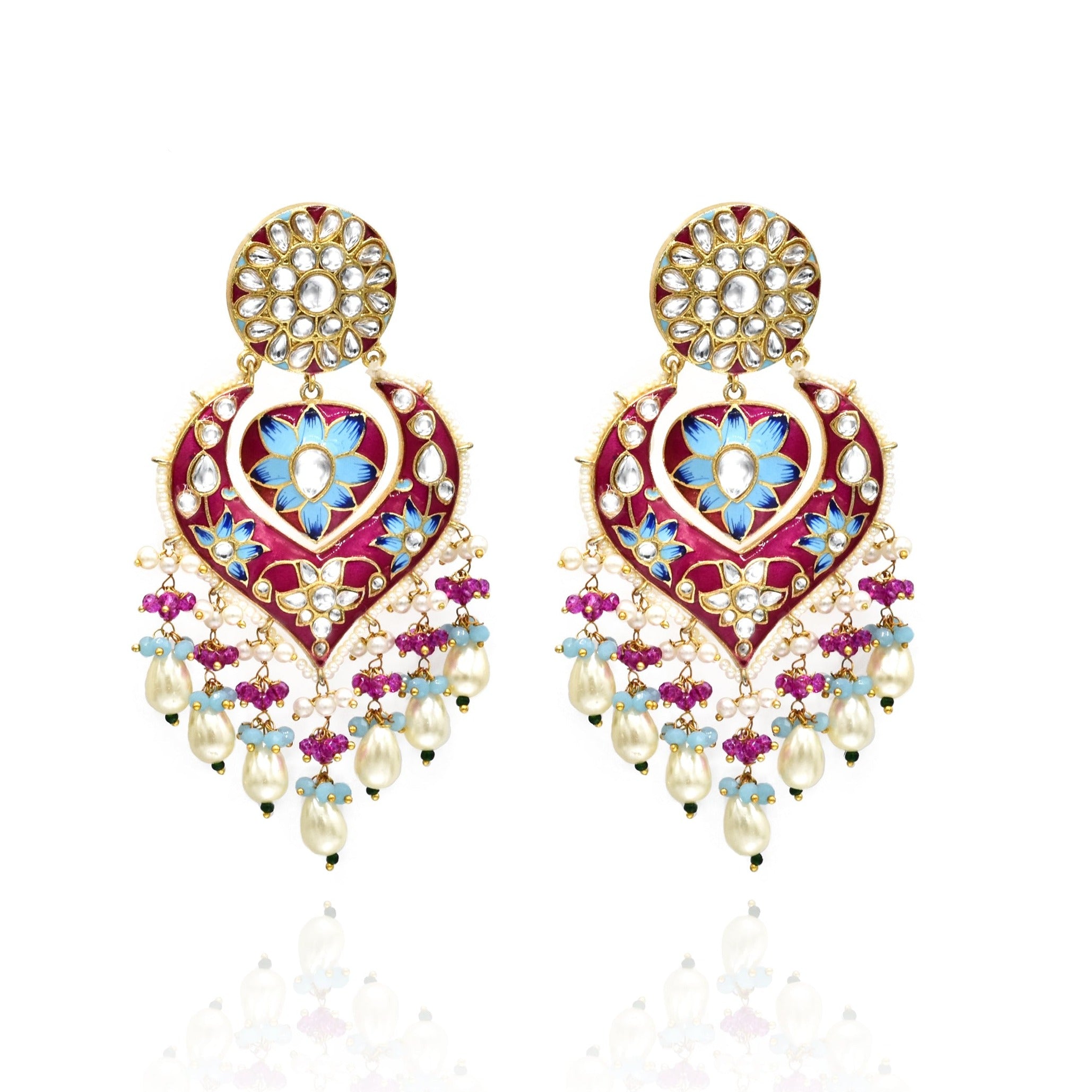 Paarvi Meenakari Earrings Pink - The Pashm