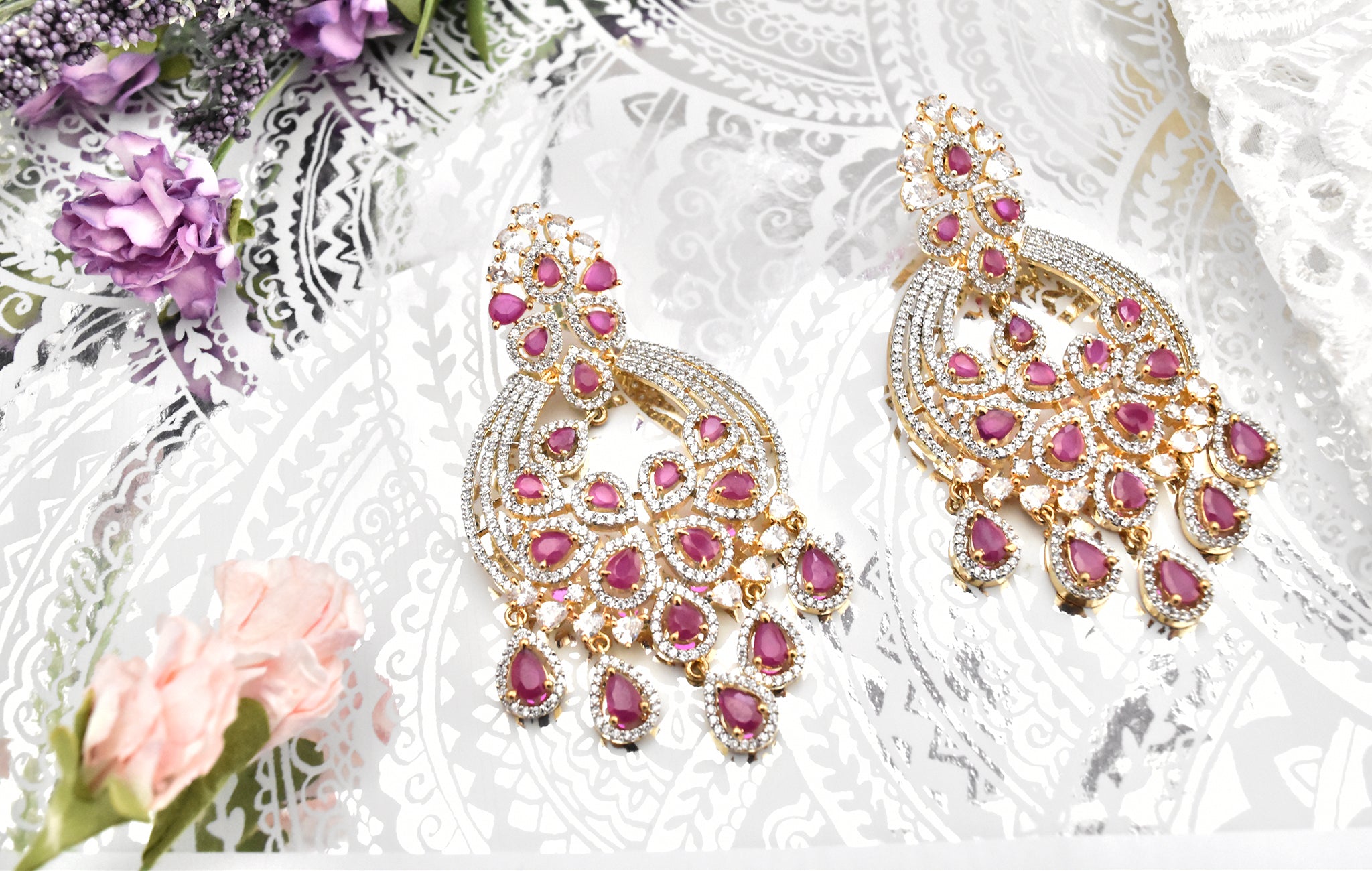 Juliette CZ Ruby Earrings - The Pashm