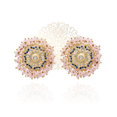 Raghvi Meenakari Beaded Wreath Earrings Blush - The Pashm