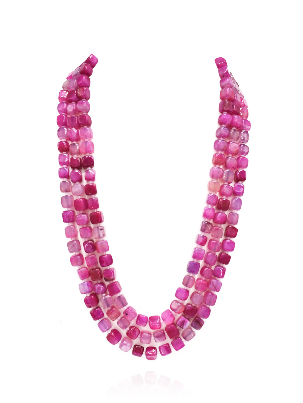 Zaina Pink Stone Square Beads Necklace - The Pashm