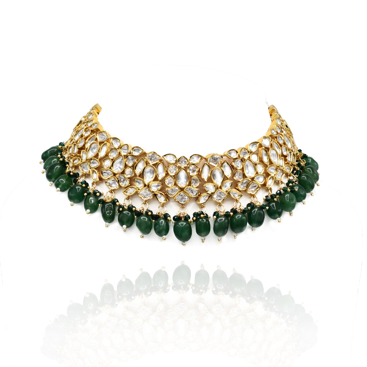 Seejal Green Polki Set - The Pashm