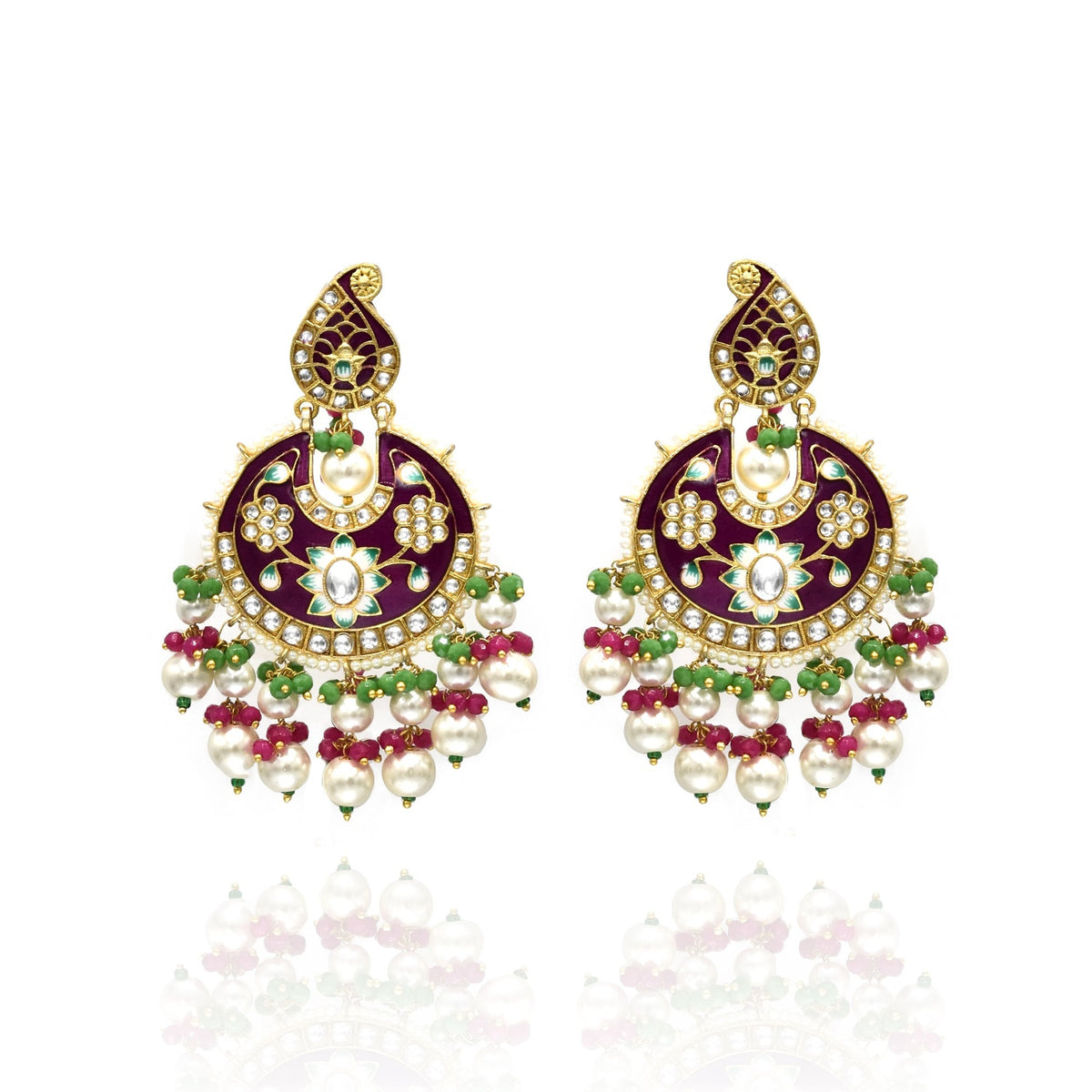 Mehnaaz Meenakari Earrings Tikka Set - The Pashm