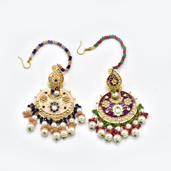 Mehnaaz Meenakari Earrings Tikka Set - The Pashm