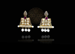 Nazia Kundan Meena Earrings  - The Pashm