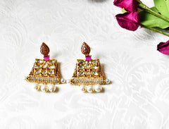 Nazia Kundan Meena Earrings  - The Pashm