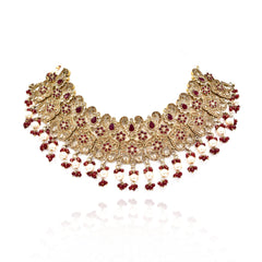 Sarita Polki Studded Set - Red - The Pashm