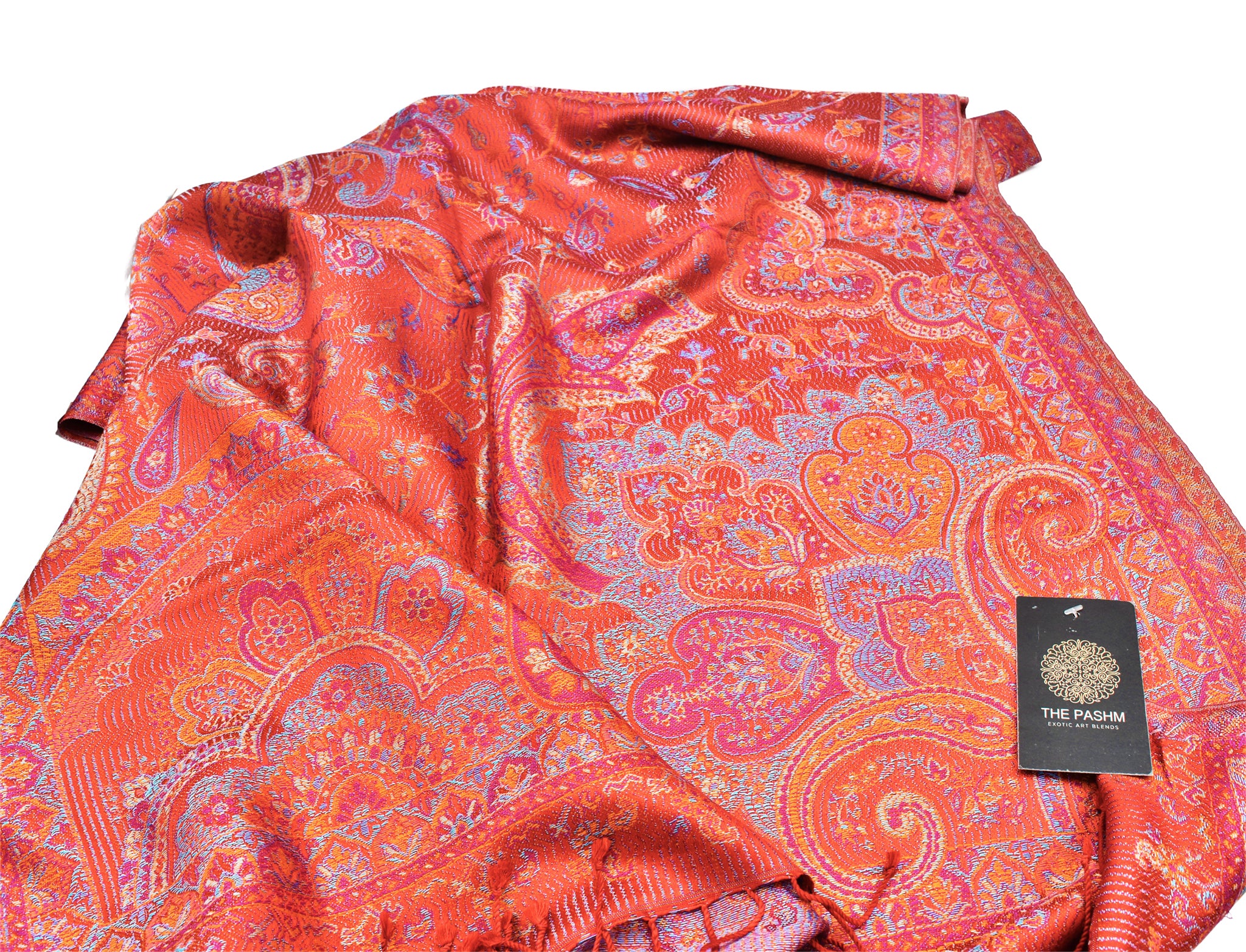 Red Paisley Silk Shawl - The Pashm