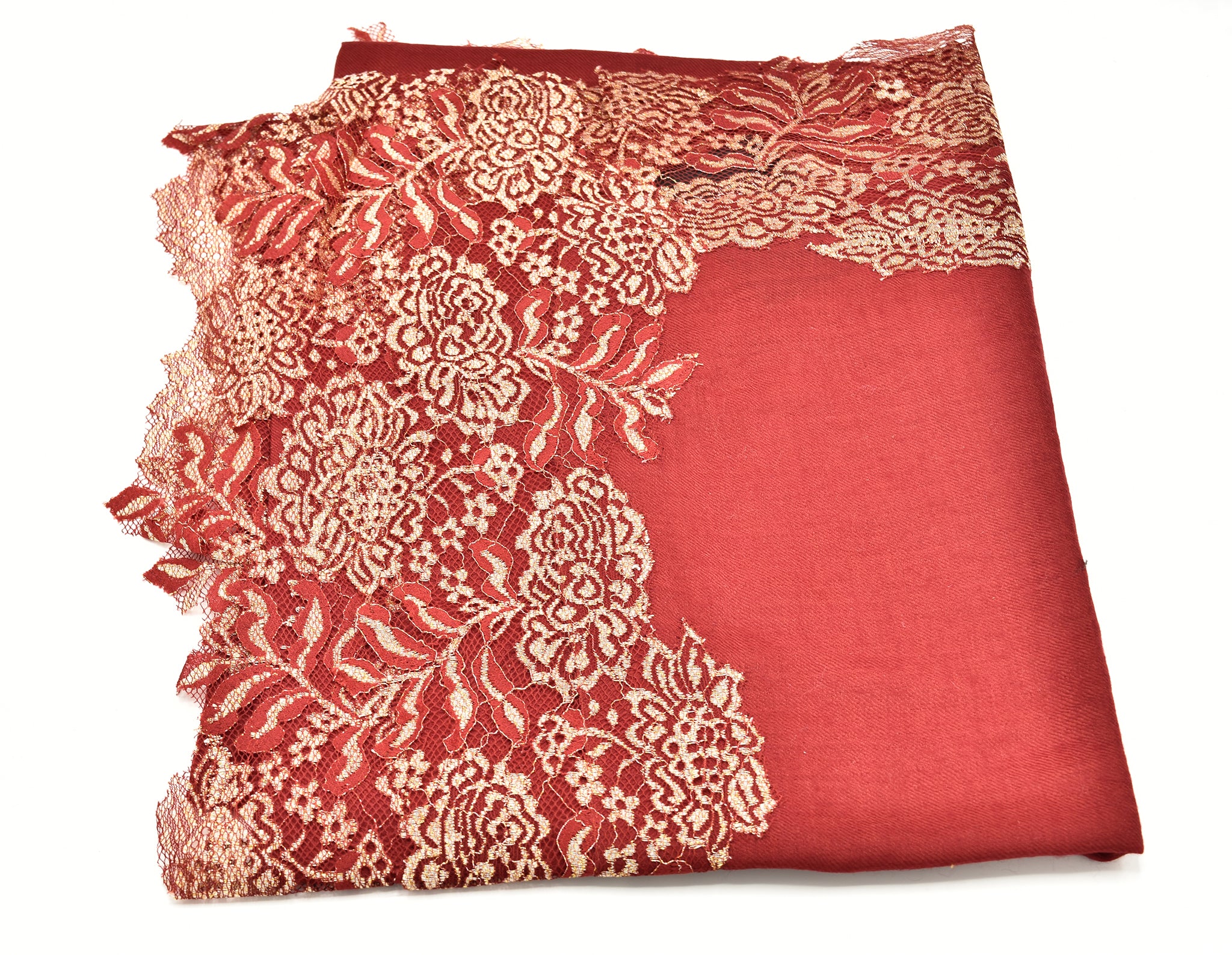 Shimmering French Lace Border Pashmina Shawl