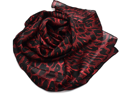 100% Silk Red Leopard Print Scarf - The Pashm