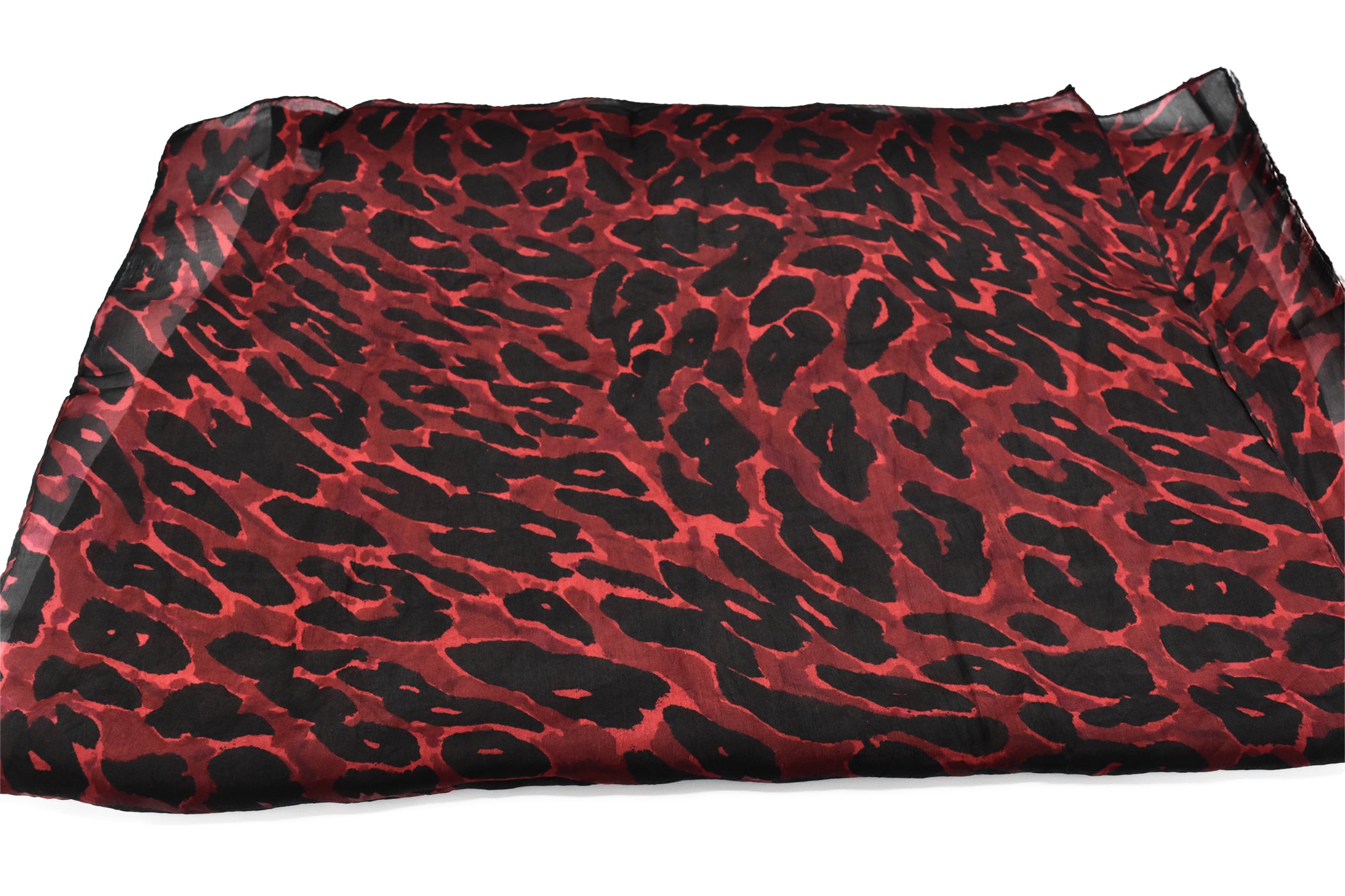 100% Silk Red Leopard Print Scarf - The Pashm