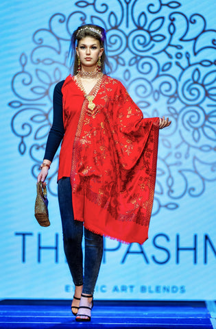 Tilla Floral Weave Wool Shawl - The Pashm