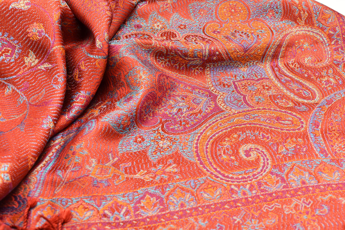 Red Paisley Silk Shawl - The Pashm