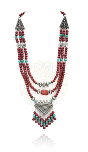 Cleo Bead Silver Pendant Tribal Set - The Pashm