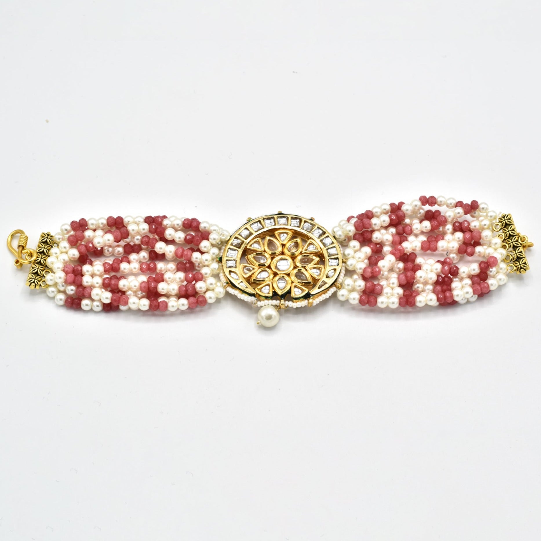 Amaar Beaded Pearl Kundan Bracelet - The Pashm