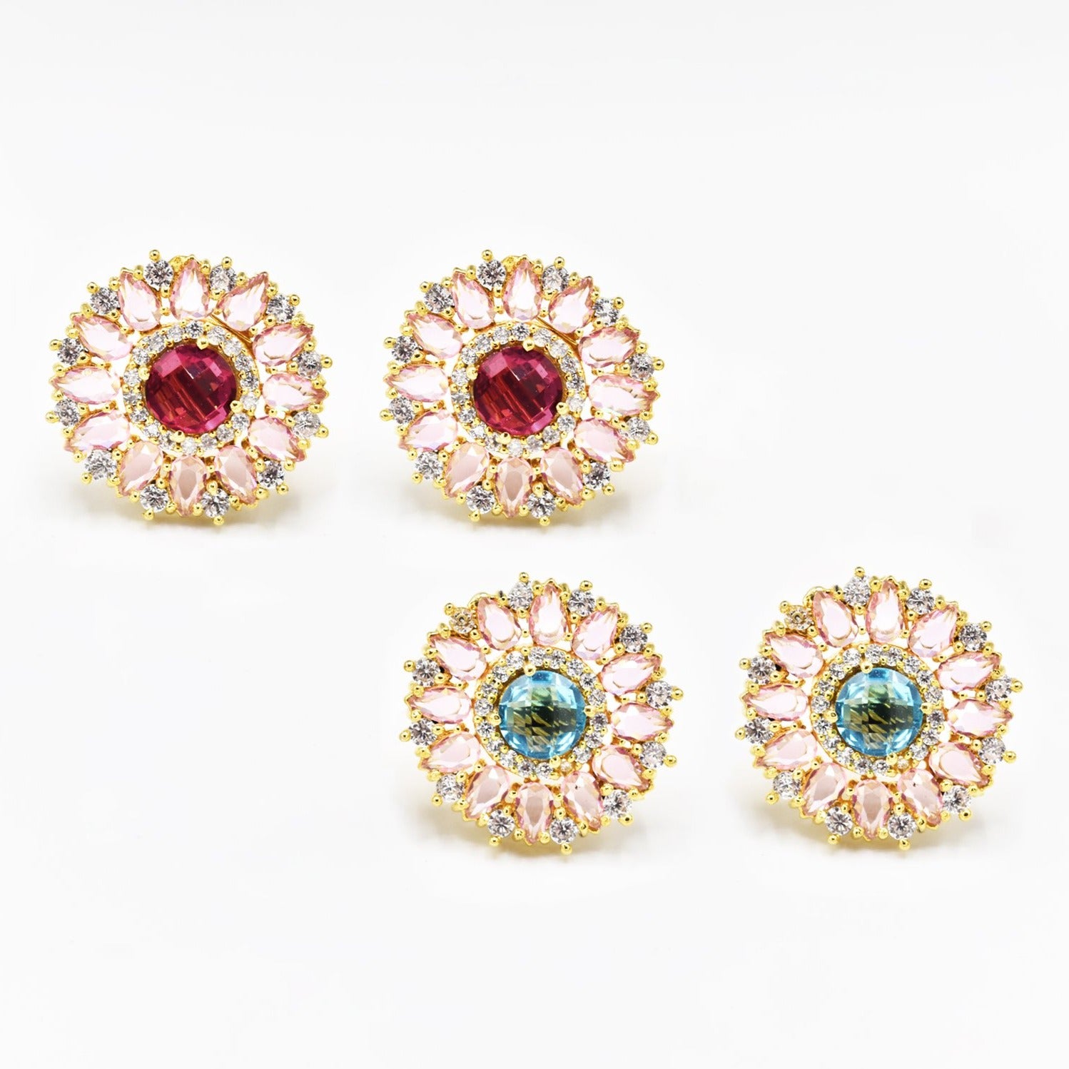 Starburst Crystal Studs - Pink Hue - The Pashm