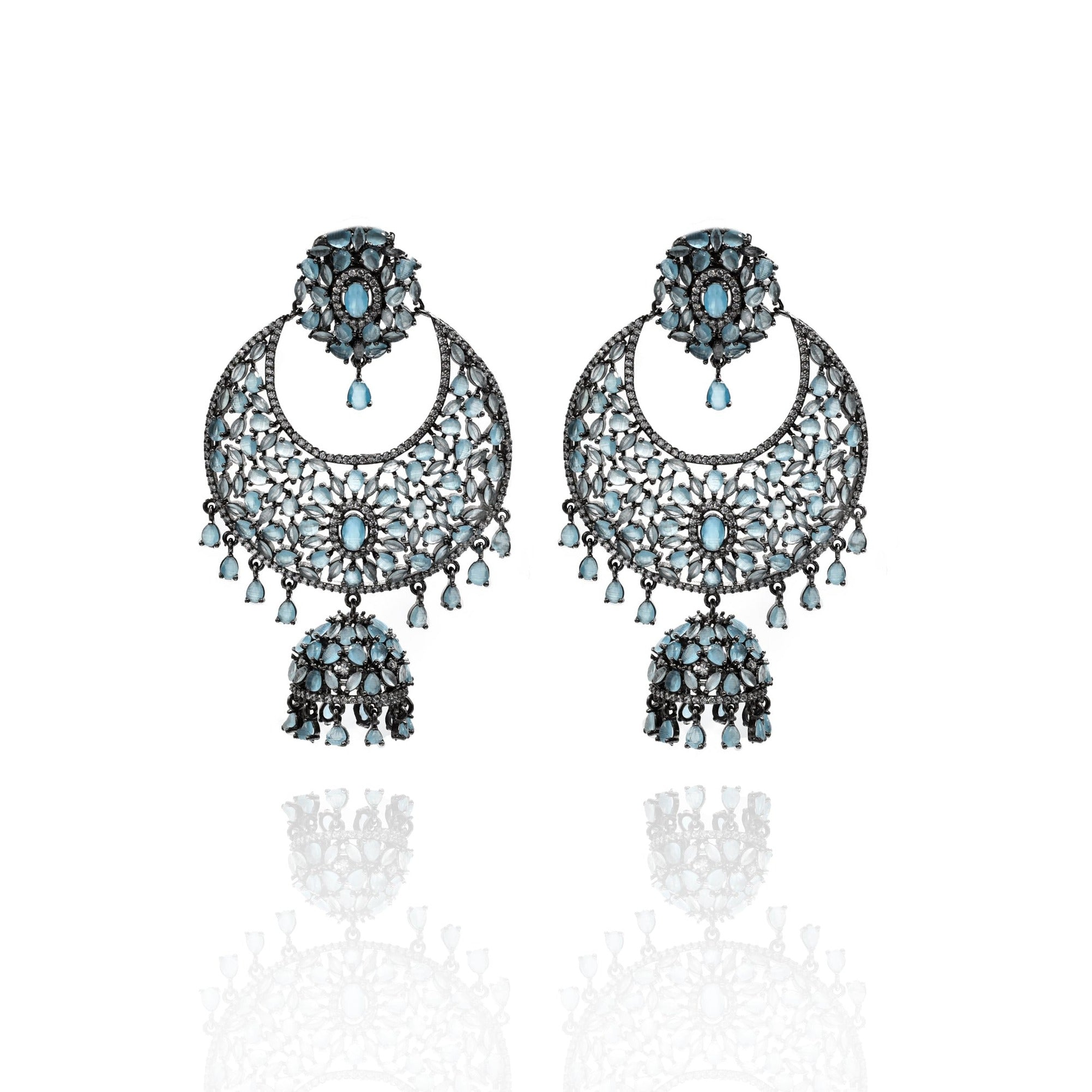 Shezeen Studded Earrings Sky Blue - The pashm