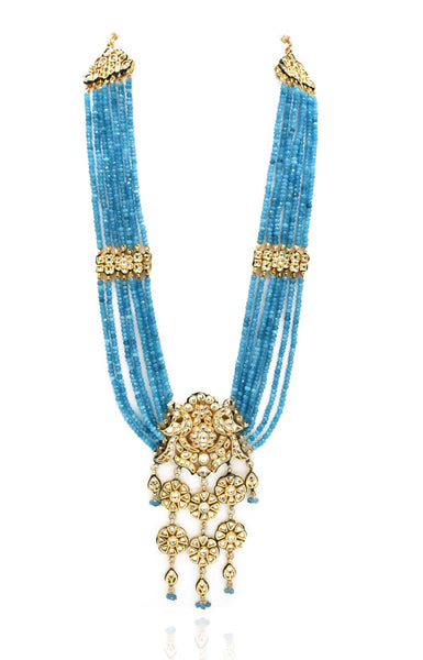 Sabiha Kundan Necklace Set - Blue - The Pashm