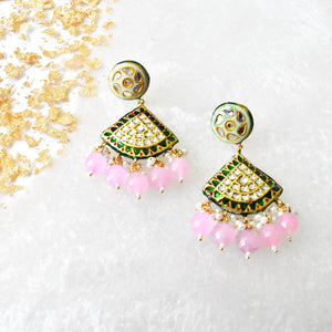 Reema Lac Earrings Pink Beads - The Pashm