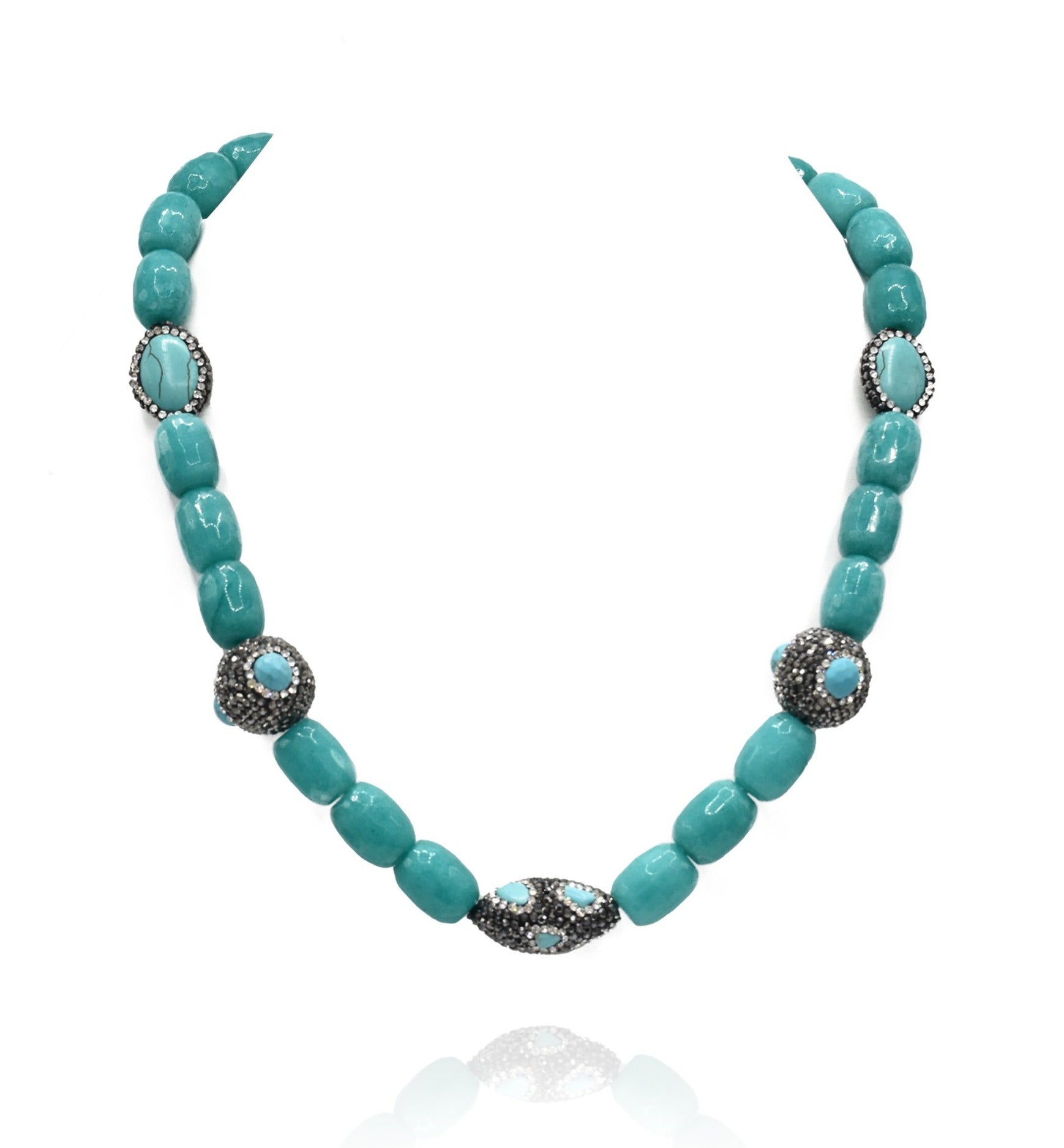Adley Teal Color Stone Beads Necklace - The Pashm