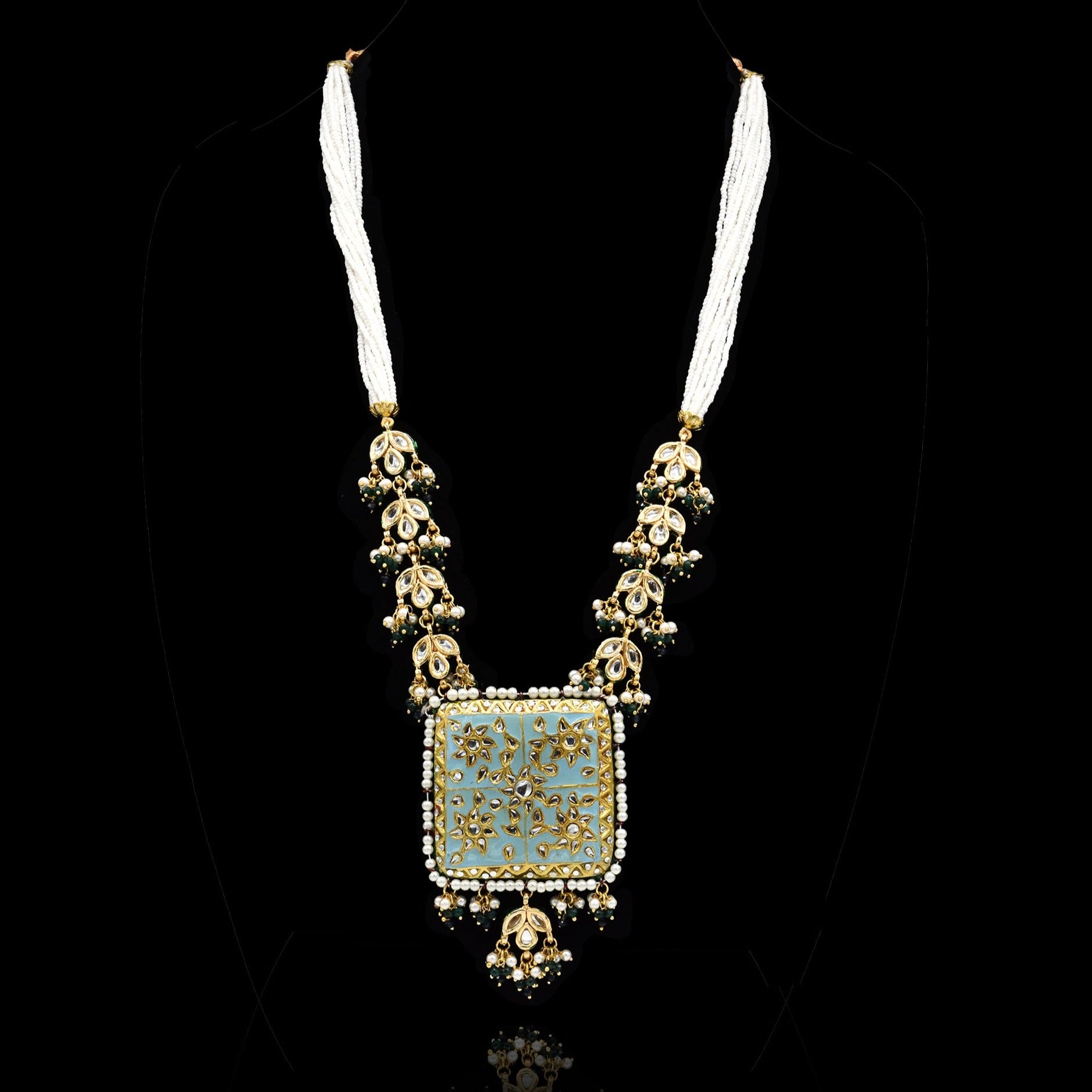 Sanjana Turquoise Lac Pearl Necklace Set - The Pashm