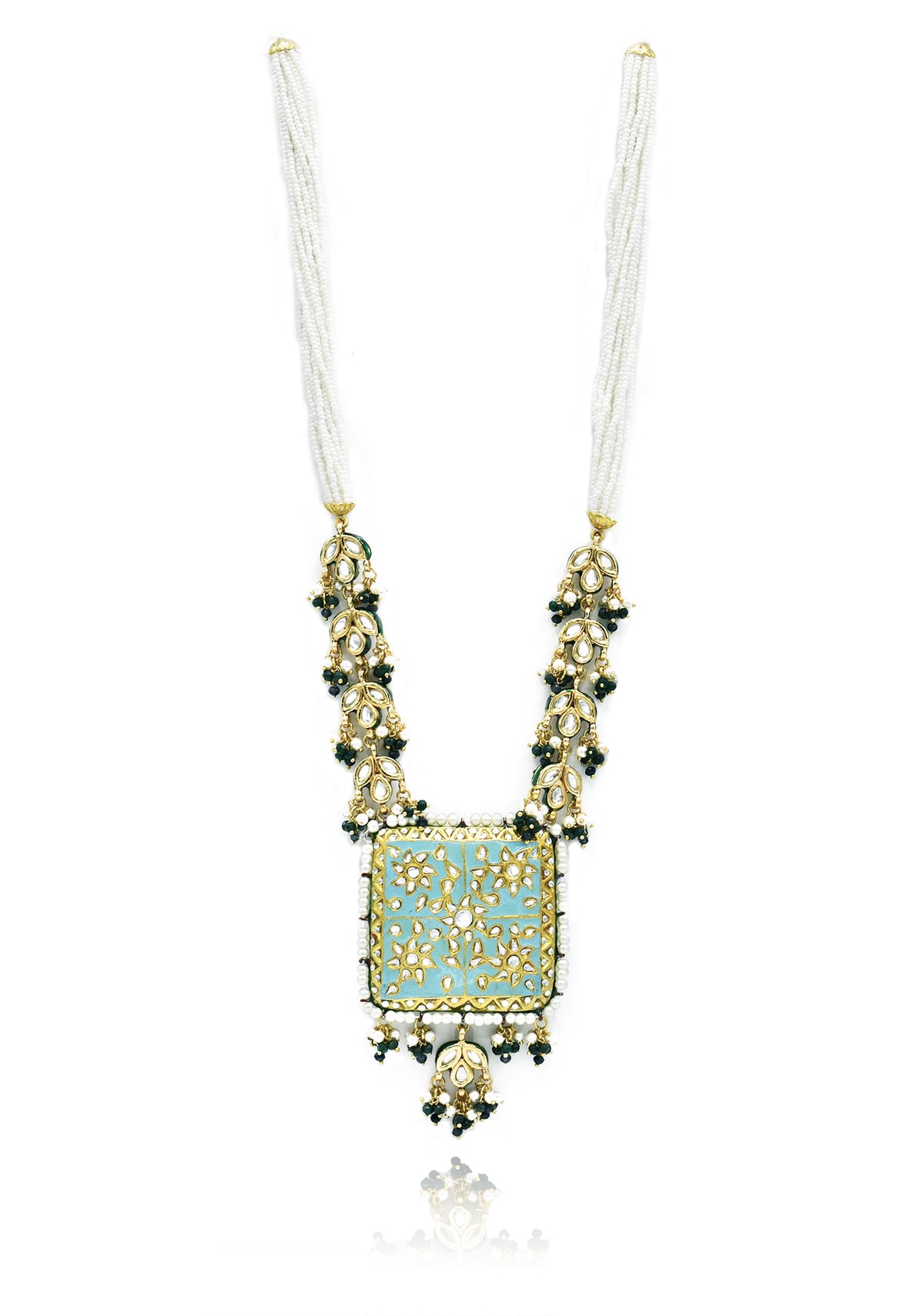 Sanjana Turquoise Lac Pearl Necklace Set - The Pashm