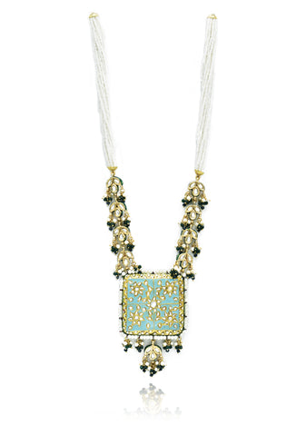 Sanjana Turquoise Lac Pearl Necklace Set - The Pashm