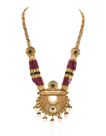 Copy of Arshi Antique Gold Temple Set - Red - The Pashm