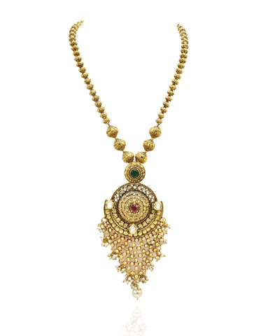 Siri Antique Gold Temple Long Chain Set - The Pashm