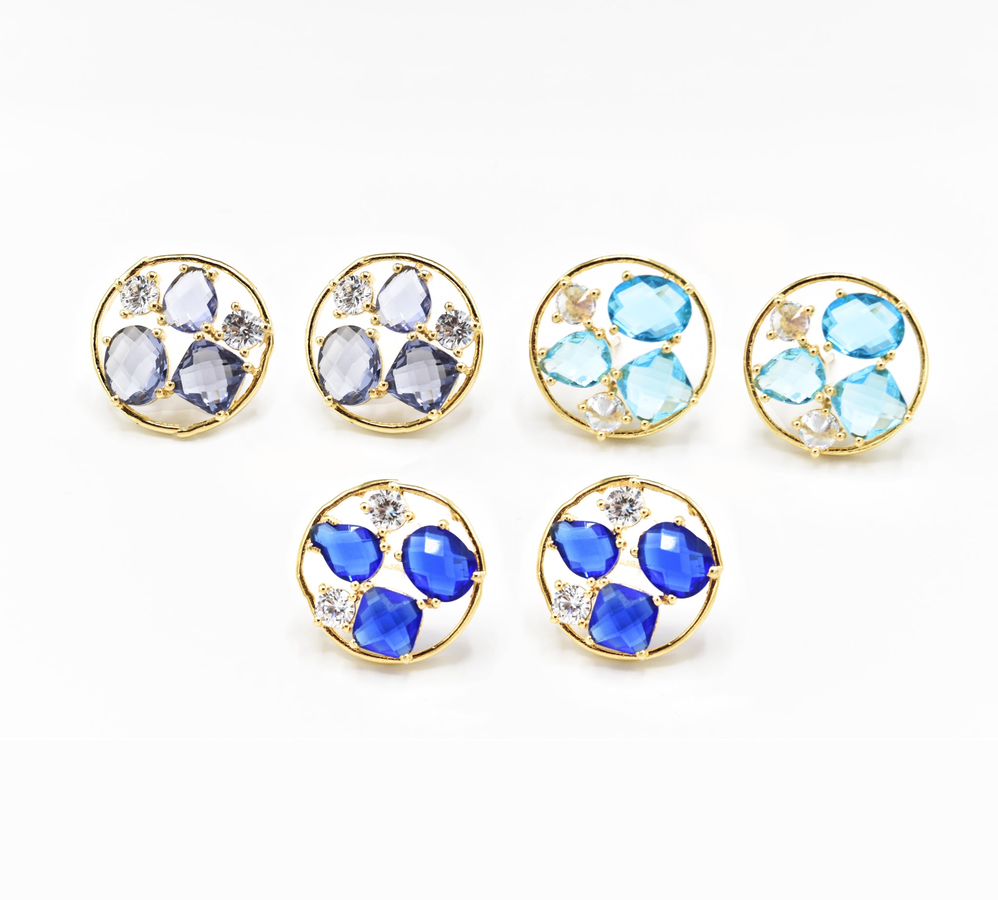 Three Stone Crystal Studs - The Pashm