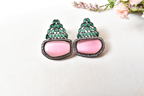 Victorian Style Studded Cabochon Earrings - The Pashm