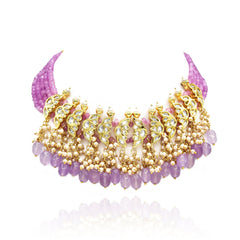 Pragya Violet Kundan Necklace Set - The Pashm