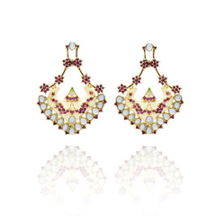 Vaidehi Meenakari Studded Earrings Ivory Grey - The Pashm